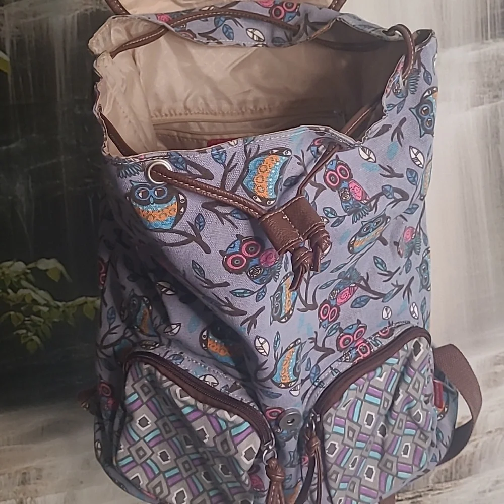 UnionBay colorful geometric fun owl full size backpack travel bag